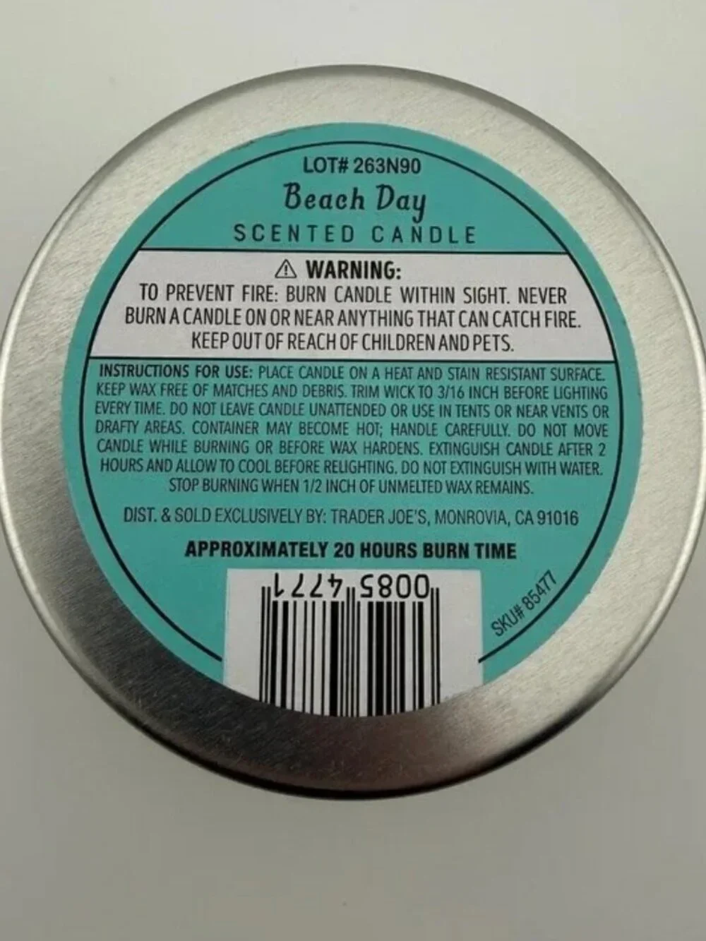 2 x Trader Joe's Beach Day Soy Wax Blend Candle 5.7 Oz New & Limited!